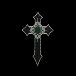 Black Emerald Rhinestone Cross Iron On Heat Transfer Bling Design